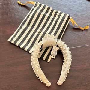 Lele Sadoughi velvet and pearl knotted headband